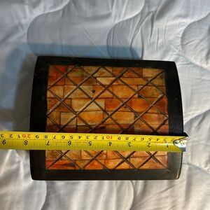Unique Primitive Inlaid Wooden Box, Old World Vintage